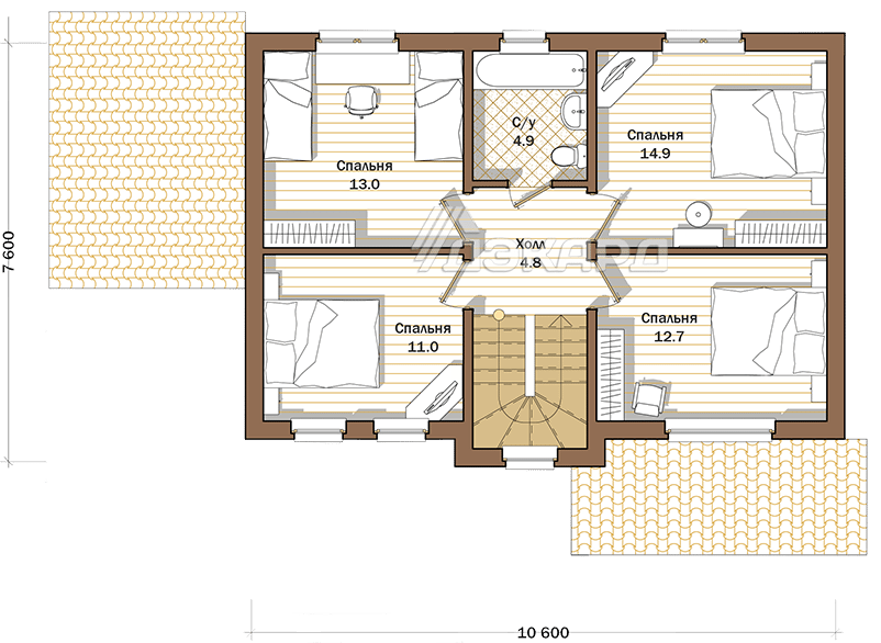 план 2 го этажа дома Айгер-173 - вариант 2